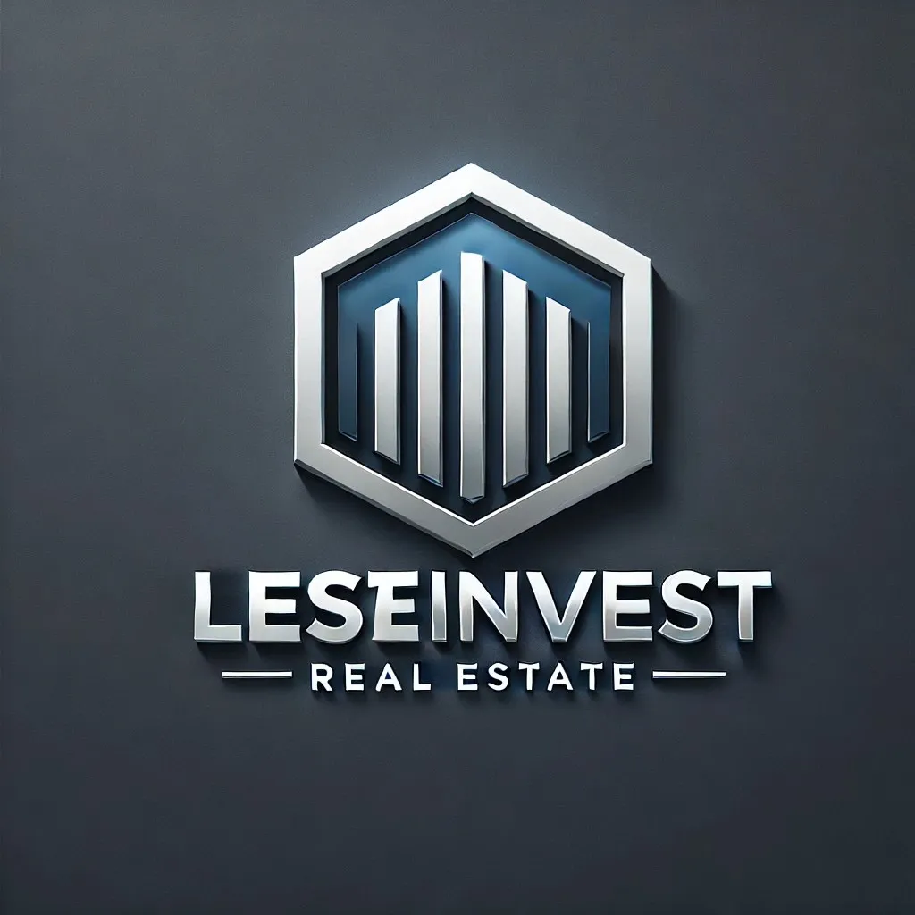 Leseinvest Real Estate logo with a hexagonal design and vertical bars in blue and silver.